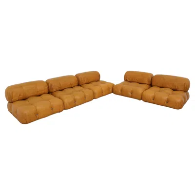 Pre-owned Mario Bellini 5 Section 'camaleonda' Sofa By  For B&b Italia In Caramel Leather In Brown