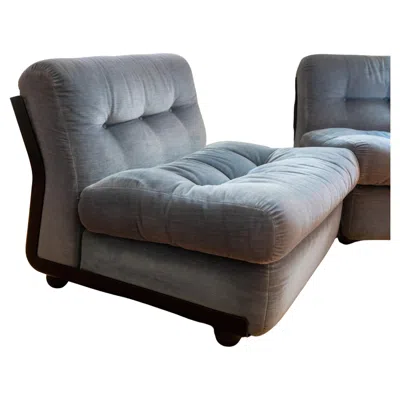 Pre-owned Mario Bellini Amanta B&b Italia Modular Sofa Five Seats In Original Blue Velvet