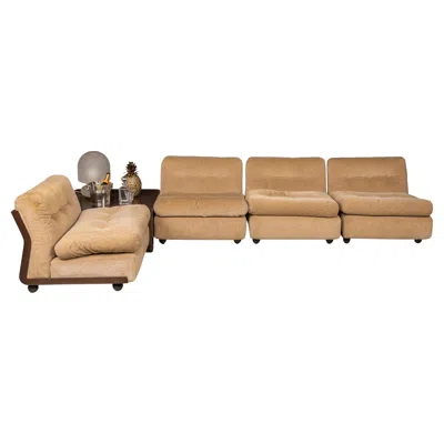 Pre-owned Mario Bellini An Italian "amanta" 4-piece Modular Sofa By  For B&b Italia C.1980 In Brown