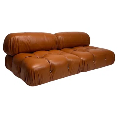 Pre-owned Mario Bellini B&b 'camaleonda' Lounge Chairs In Cognac Leather In Brown