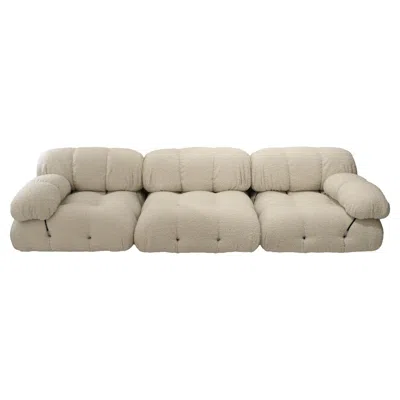 Pre-owned Mario Bellini B&b Italia Camaleonda White Bouclé Fabric Modular Sofa 3 Seater