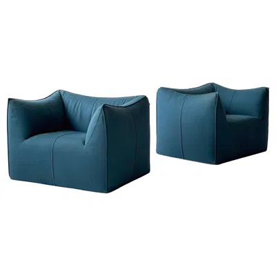 Pre-owned Mario Bellini Bambole Lounge Chairs By  For B&b Italia In Blue