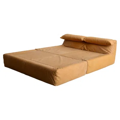 Pre-owned Mario Bellini Bamboletto By  For B&b Italia In Cognac Leather 1970s In Brown