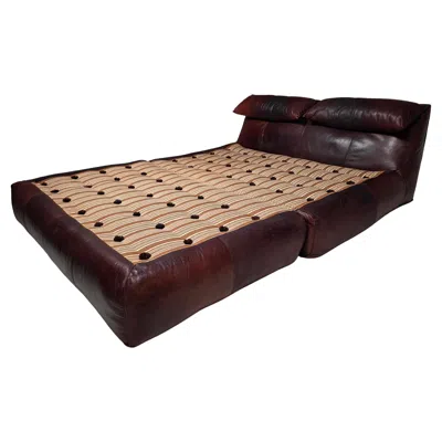 Pre-owned Mario Bellini Brown Leather Le Bambole Folding Bed By  For B&b Italia, 1970s