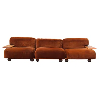 Pre-owned Mario Bellini Brown Velvet Pianura Modular Sofa For Cassina, 1970, Set Of 3