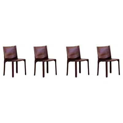 Pre-owned Mario Bellini "cab 412” Chairs For Cassina, Bordeaux Leather, 1978, Set Of 4 In Black