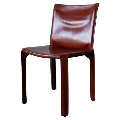 Pre-owned Mario Bellini Cab 412 Leather Dining Chair By  For Cassina In Brown