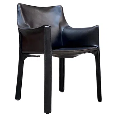 Pre-owned Mario Bellini "cab 413" Chair For Cassina, Black Leather, 1977