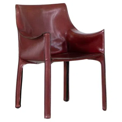 Pre-owned Mario Bellini "cab 413” Chair For Cassina, Bordeaux Leather, 1977 In Brown