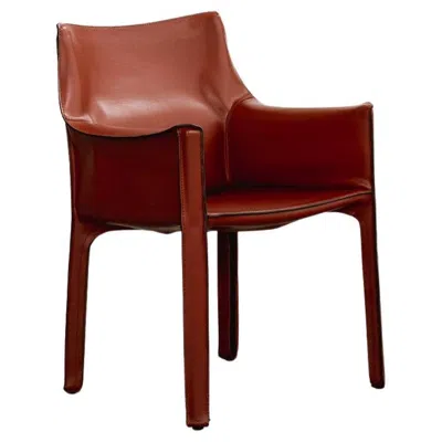 Pre-owned Mario Bellini “cab 413” Chair For Cassina, China Red Leather, 1977