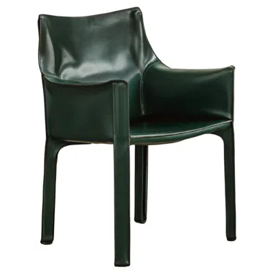 Pre-owned Mario Bellini "cab 413” Chair For Cassina, Dark Green Leather, 1977