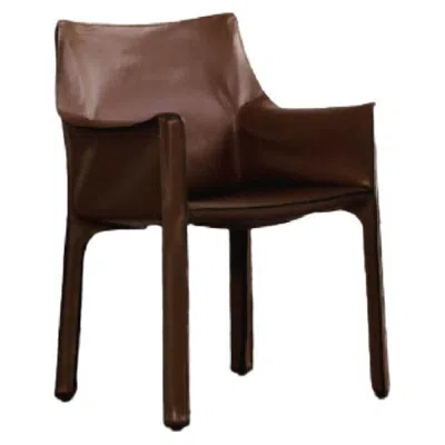 Pre-owned Mario Bellini "cab 413” Chair For Cassina, Hazelnut Leather, 1977 In Black
