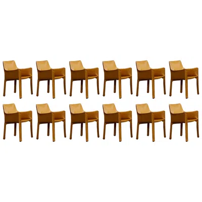 Pre-owned Mario Bellini "cab 413” Chairs For Cassina, Mustard Leather, 1977, Set Of 12 In Yellow