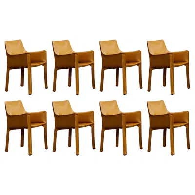 Pre-owned Mario Bellini "cab 413” Chairs For Cassina, Mustard Leather, 1977, Set Of 8 In Yellow