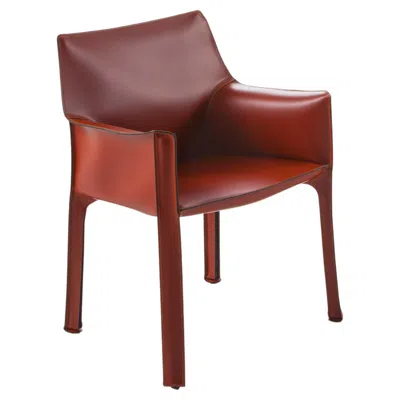 Pre-owned Mario Bellini Cab 413 Cowhide Leather Armchair For Cassina, Italy - New In Brown