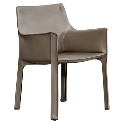 Pre-owned Mario Bellini “cab 413” Dining Chair For Cassina, Ivory Leather, 1977 In White