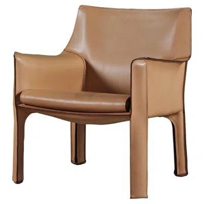 Pre-owned Mario Bellini Cab Lounge Chair By Cassina, Leather & Steel, 1970s In Brown