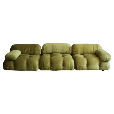 Pre-owned Mario Bellini Camaleonda Sofa C&b Italia 1970s Set Of 3 Green Kiwi Velvet