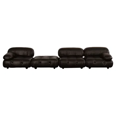 Pre-owned Mario Bellini "camaleonda" Sofa For B&b Italia, Black Leather, 1970, Set Of 4