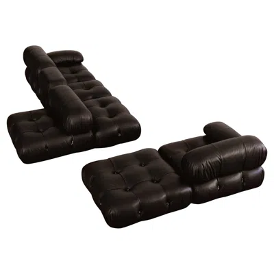 Pre-owned Mario Bellini "camaleonda" Sofa For B&b Italia, Black Leather, 1970, Set Of 6