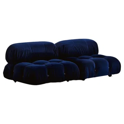 Pre-owned Mario Bellini "camaleonda" Sofa For B&b Italia, Blue Velvet, 1970, Set Of 2