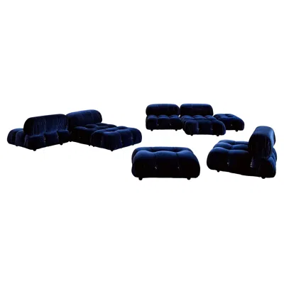 Pre-owned Mario Bellini "camaleonda" Sofa For B&b Italia, Blue Velvet, 1970, Set Of 9
