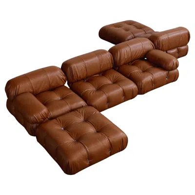 Pre-owned Mario Bellini “camaleonda” Sofa For B&b Italia, Cognac Leather, 1970, Set Of 6 In Brown