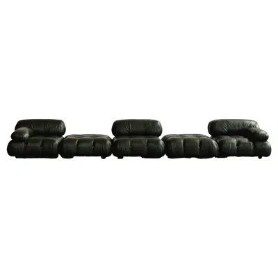 Pre-owned Mario Bellini "camaleonda" Sofa For B&b Italia, Dark Green, 1970, Set Of 5 In Black