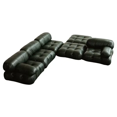 Pre-owned Mario Bellini "camaleonda" Sofa For B&b Italia, Dark Green, 1970, Set Of 6 In Black