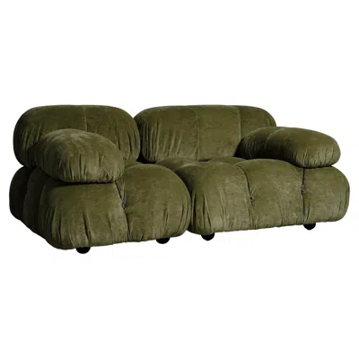 Pre-owned Mario Bellini Camaleonda Sofa For B&b Italia, Green Linen Velvet, 1972, Set Of 2