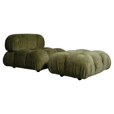 Pre-owned Mario Bellini Camaleonda Sofa For B&b Italia, Green Linen Velvet, Set Of 2