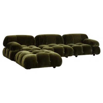 Pre-owned Mario Bellini "camaleonda" Sofa For B&b Italia, Green Velvet, 1970, Set Of 4