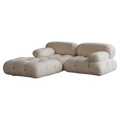 Pre-owned Mario Bellini "camaleonda" Sofa For B&b Italia, Ivory Bouclè, 1970, Set Of 3 In White