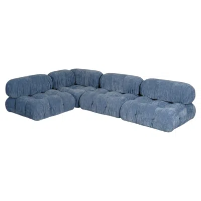 Pre-owned Mario Bellini Camaleonda Sofa For B&b Italia, Sky Blue Velvet, 1972, Set Of 4