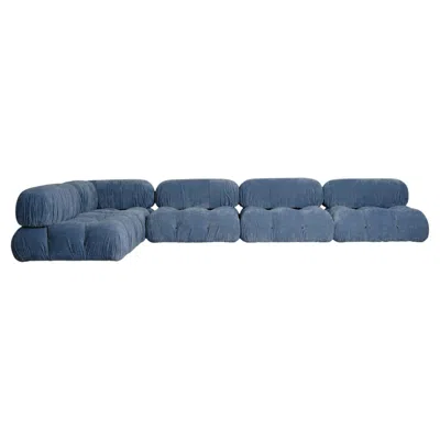 Pre-owned Mario Bellini Camaleonda Sofa For B&b Italia, Sky Blue Velvet, 1972, Set Of 5