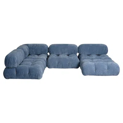 Pre-owned Mario Bellini Camaleonda Sofa For B&b Italia, Sky Blue Velvet, 1972, Set Of 5