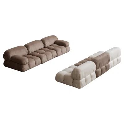 Pre-owned Mario Bellini "camaleonda" Sofa For B&b Italia, Two-tone Alpaca, 1970, Set Of 6 In Brown