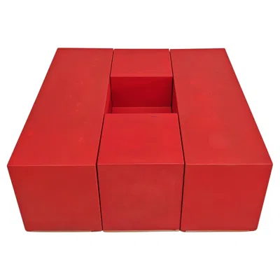 Pre-owned Mario Bellini Coffee Table Red 70s Composed Of 3 Modules Of "chess" By M.bellini For C&b