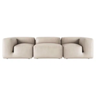 Pre-owned Mario Bellini Customizable Tacchini Le Mura Modular 3 Seater Sofa By  In Sand