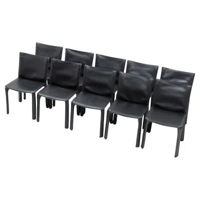 Pre-owned Mario Bellini For Cassina Cab 412, Set Of 10, 1990s In Black
