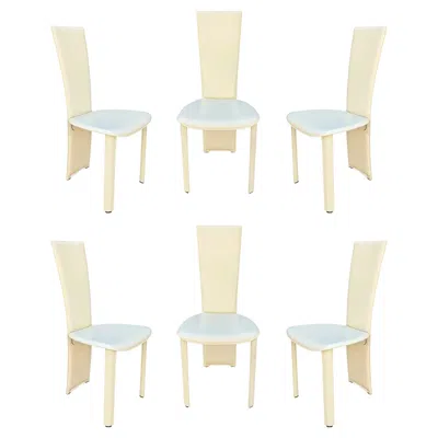 Pre-owned Mario Bellini Frag Italy 6 Stitched Leather Side Chairs Style Of  Post-modern In Sand