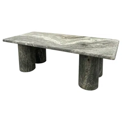 Pre-owned Mario Bellini Green Marble Rectangle Coffee Table With Mariogreen Marbellini Style Column Legs