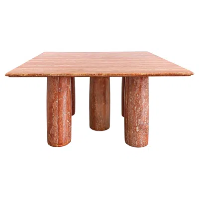 Pre-owned Mario Bellini Il Colonnato Table In Persian Red Travertine – M. Bellini For Cassina 70s