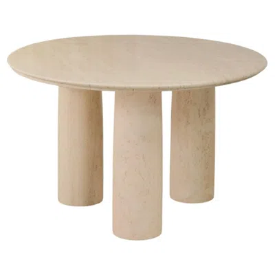 Pre-owned Mario Bellini Il Colonnato Travertine Marble Round Dining Table By , Column Legs In Gray
