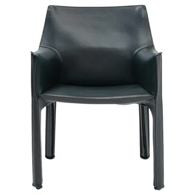 Pre-owned Mario Bellini Italian Design  For Cassina Cab 413, Green Leather, 2000s