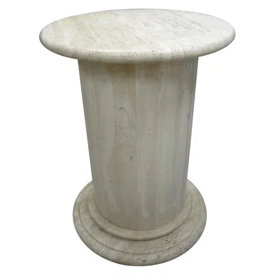 Pre-owned Mario Bellini Italian  Style Fluted Travertine Pedestal Or Table Base In Gray