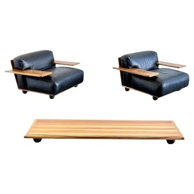 Pre-owned Mario Bellini La Pianura Lounge Chairs And Coffee Table By  For Cassina In Brown