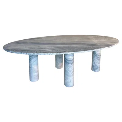 Pre-owned Mario Bellini Large Oval Marble Dining Table With Column Legs In The Style Of  In Gray