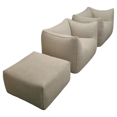 Pre-owned Mario Bellini Le Bambole Armchairs And Pouf Designed By  For B&b Italia 1972 In Brown