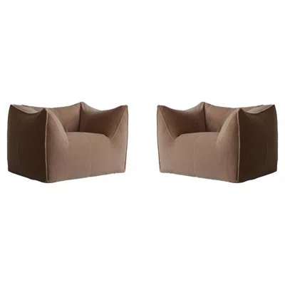 Pre-owned Mario Bellini “le Bambole” Armchairs For B&b Italia, Mohair, 1971, Set Of 2 In Brown